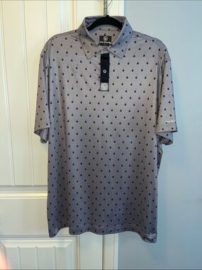 Bird & Barley Light Gray Printed Polo Shirt - XL